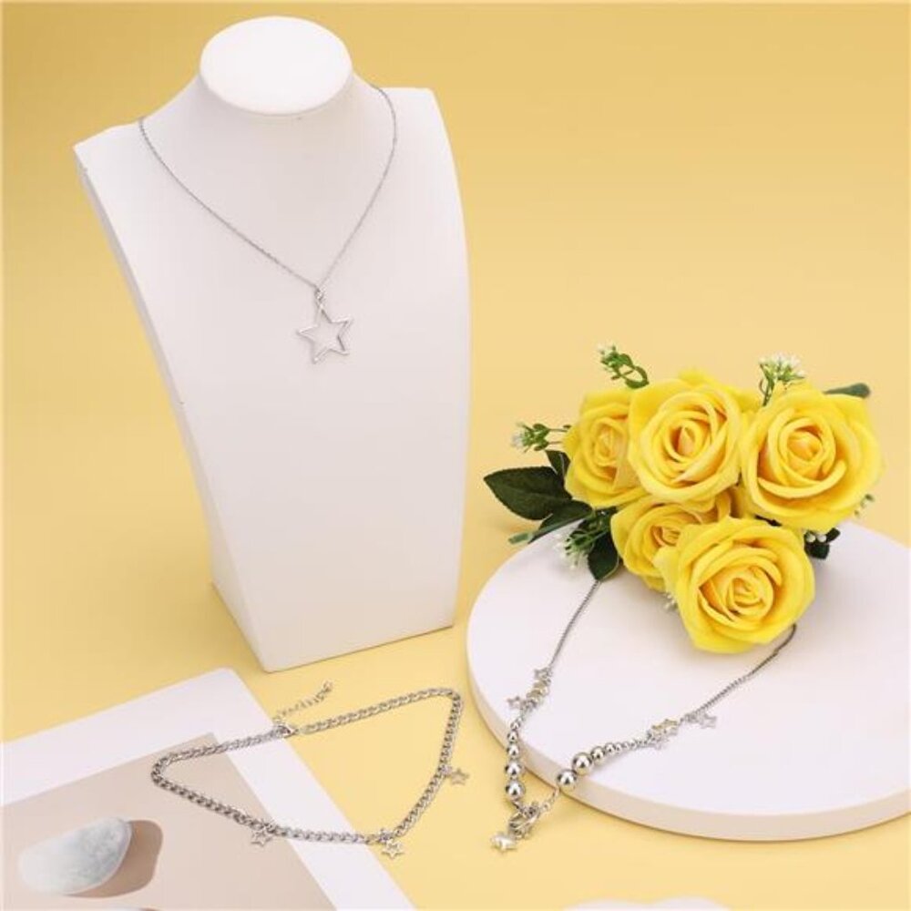 Silver Star Chain Choker Y2K Stackable Chunky Star Pendant Grunge Necklace - Picture 7 of 8